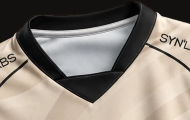 The collar of the official CL Agency jersey